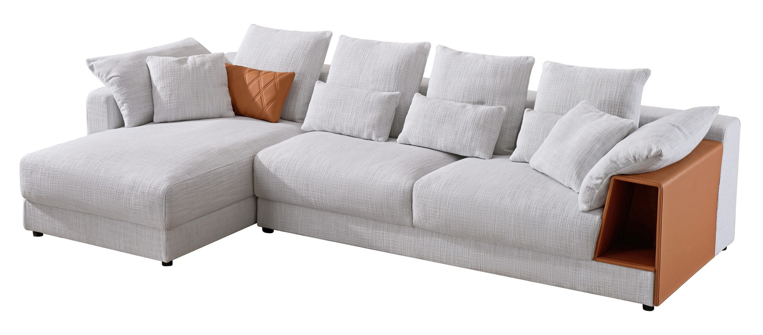 S390 Fabric Sectional Sofa with Left Facing Chaise & Storage Arm