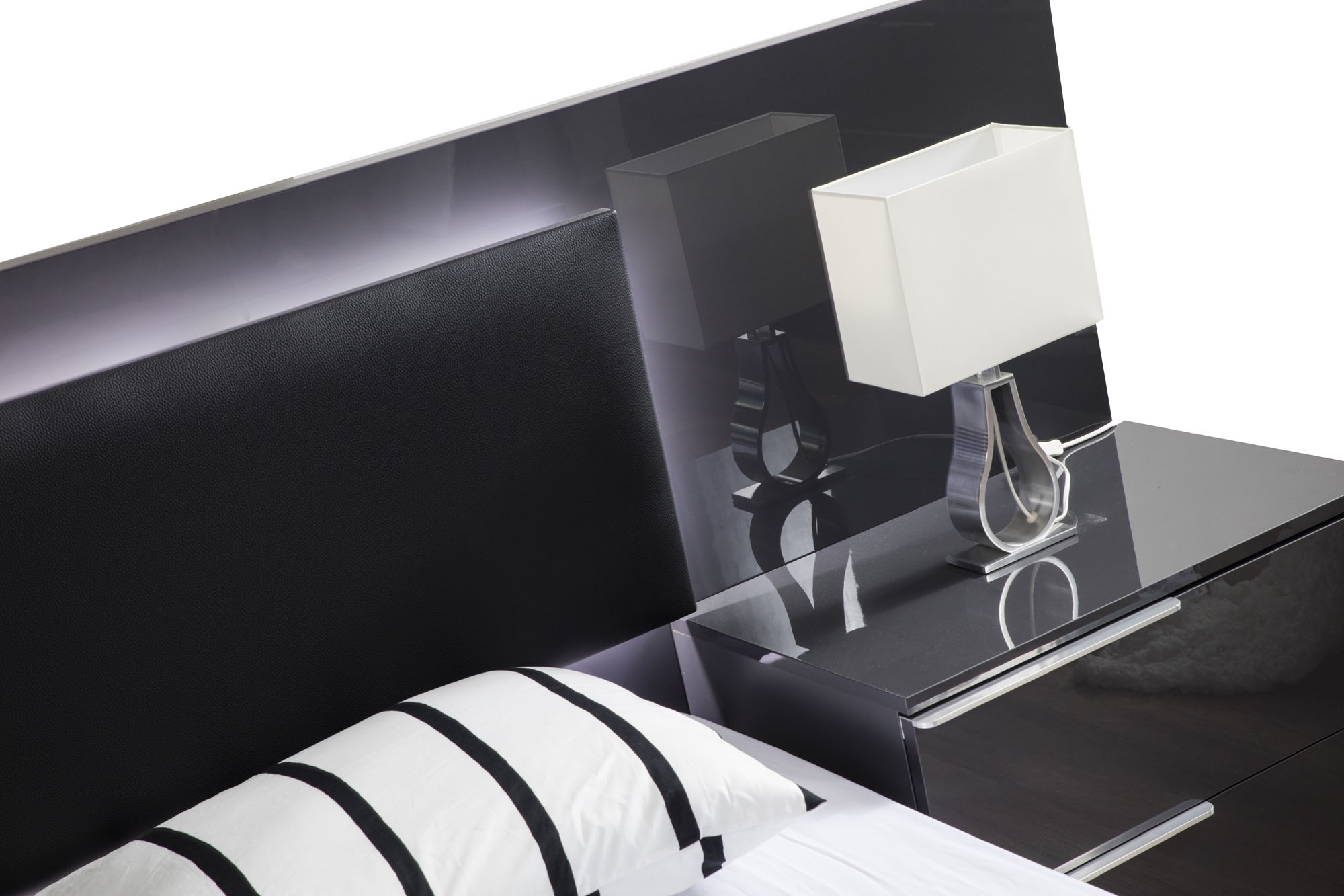 Warsaw Glossy Platform LED King Size Bed