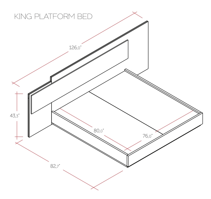 Warsaw Glossy Platform LED King Size Bed