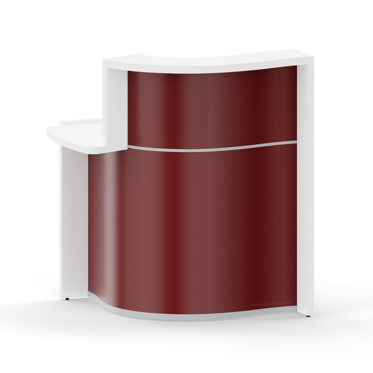 Wave 34-inch Reception Desk With Countertop in Red Matt