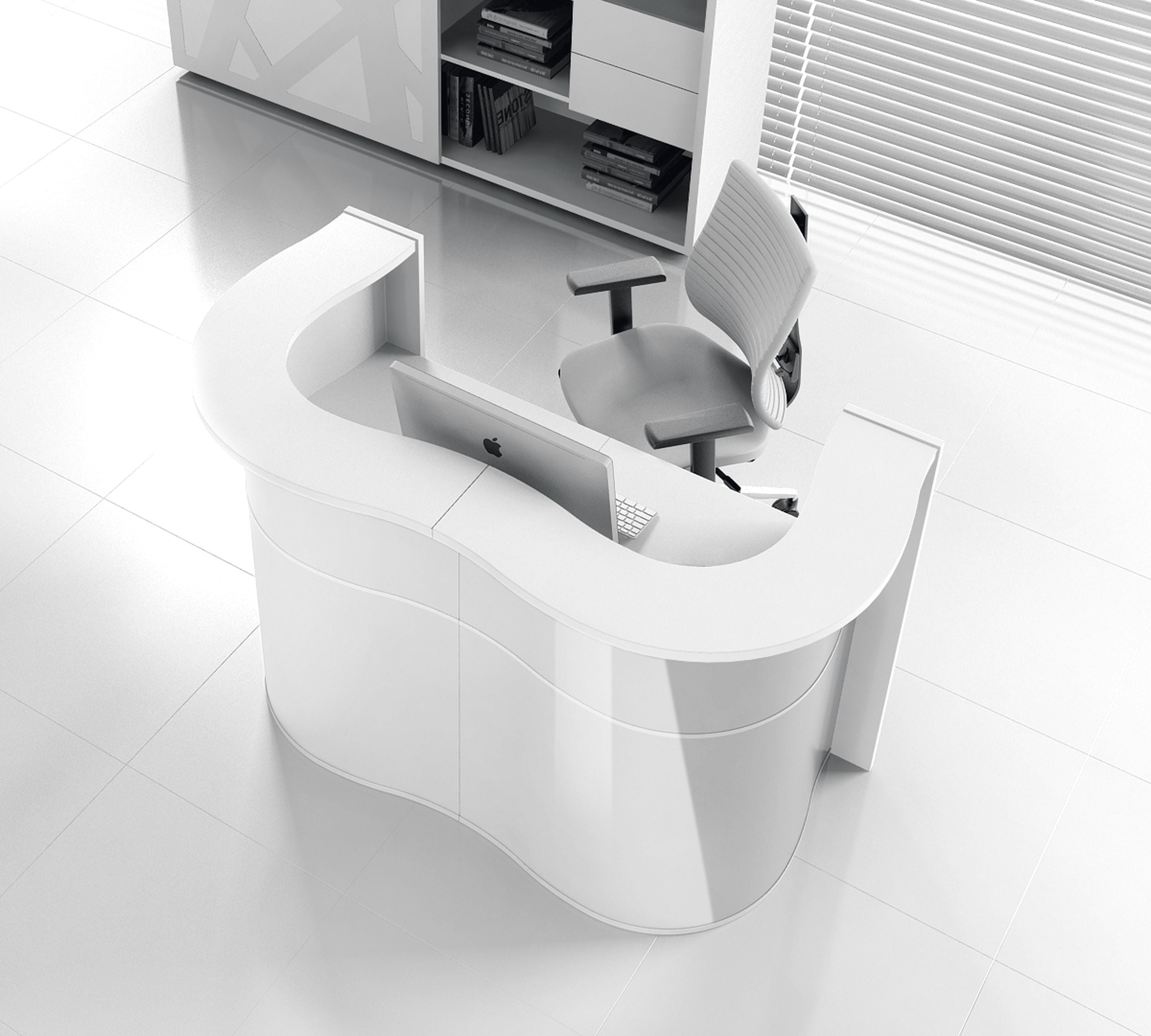 MDD Wave Customizable Reception White Desk