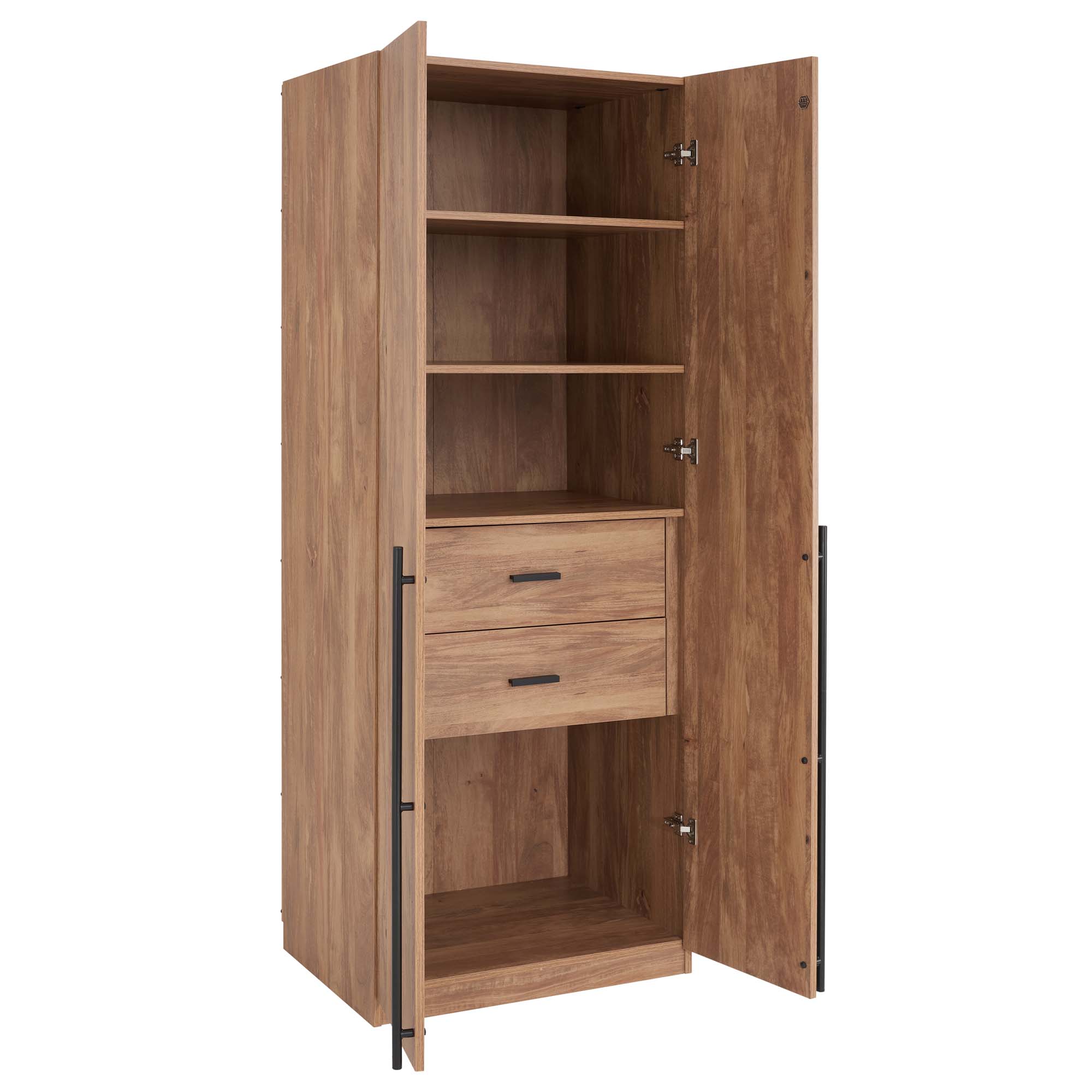 Lee Freestanding Wardrobe Closet 1.0 w/4 Shelves & 2 Drawers 