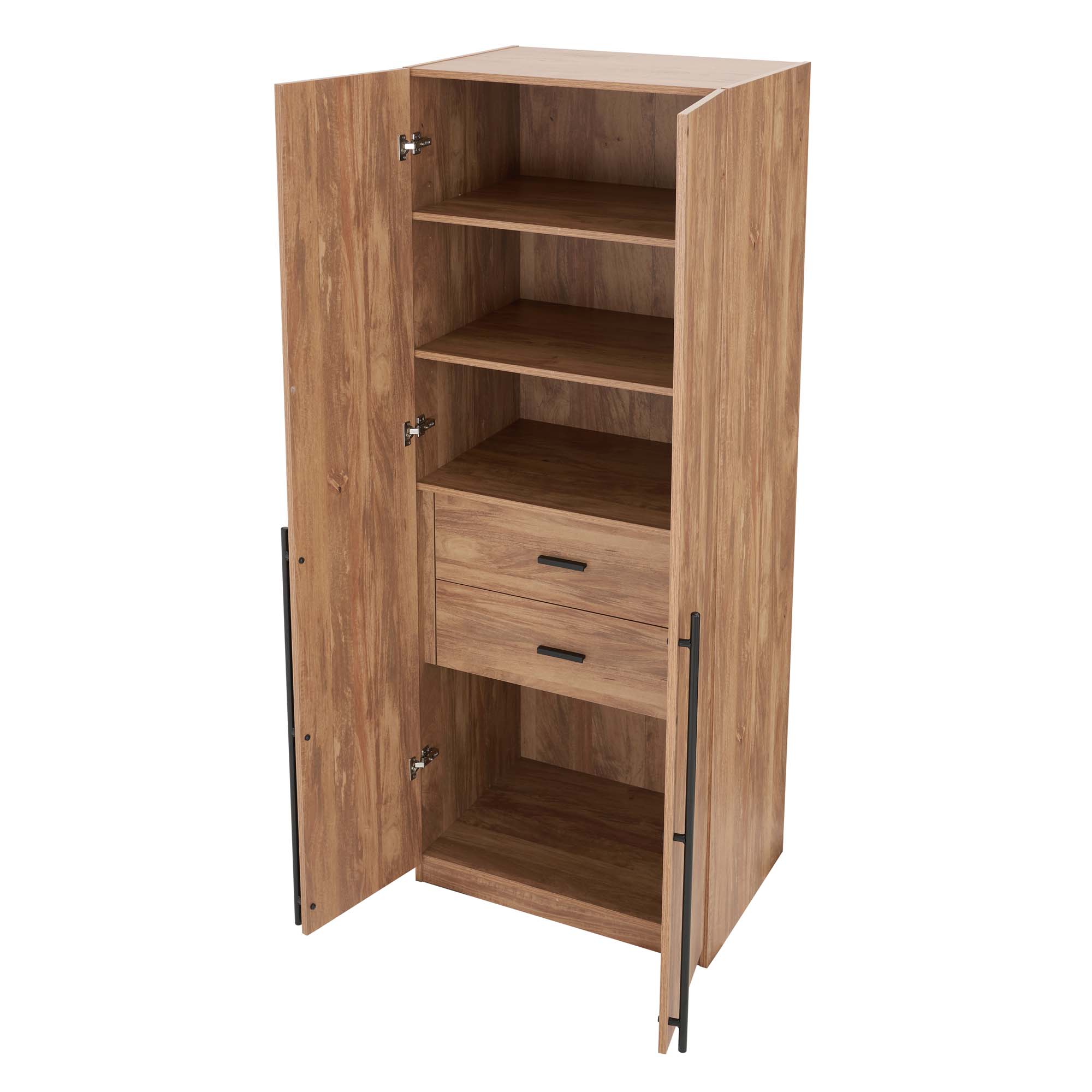 Lee Freestanding Wardrobe Closet 1.0 w/4 Shelves & 2 Drawers 
