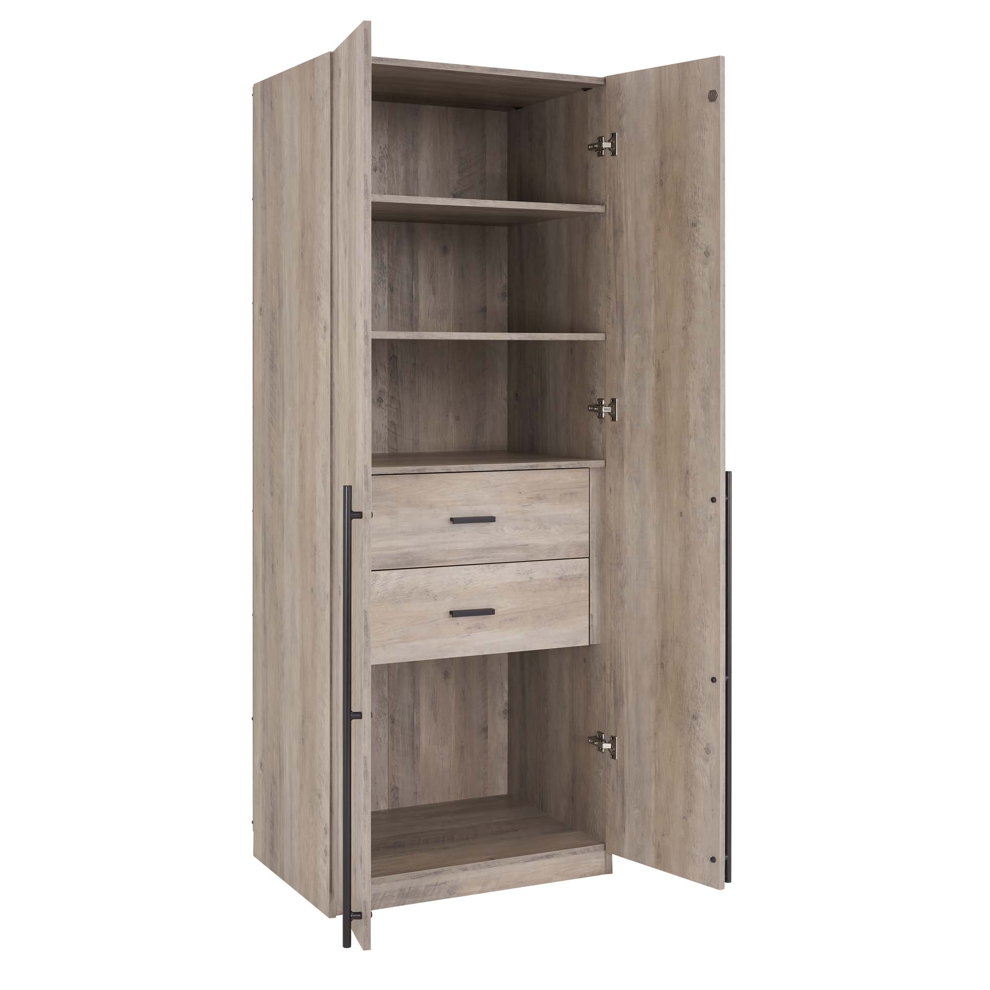Lee Freestanding Wardrobe Closet 1.0 w/4 Shelves & 2 Drawers 