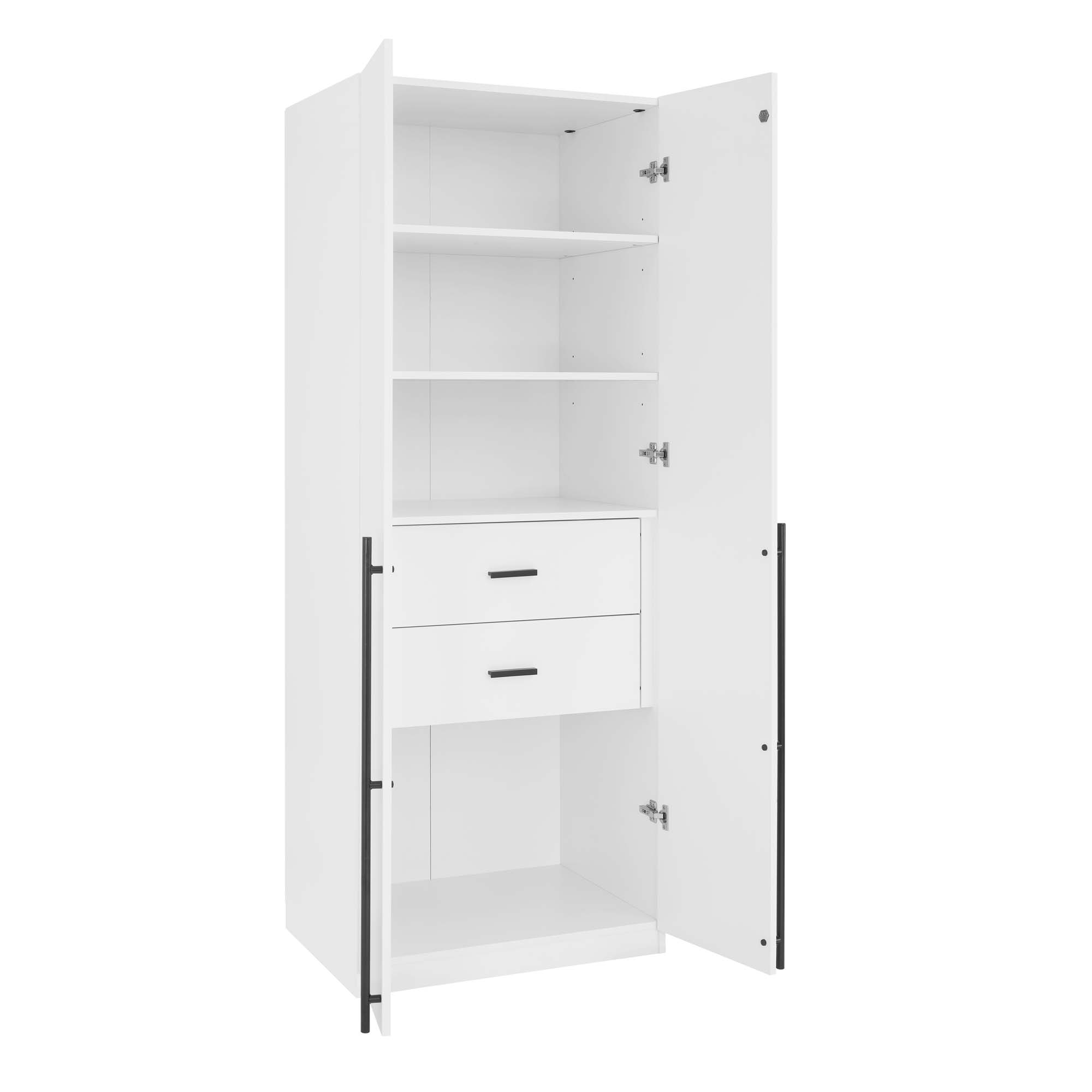 Lee Freestanding Wardrobe Closet 1.0 w/4 Shelves & 2 Drawers 