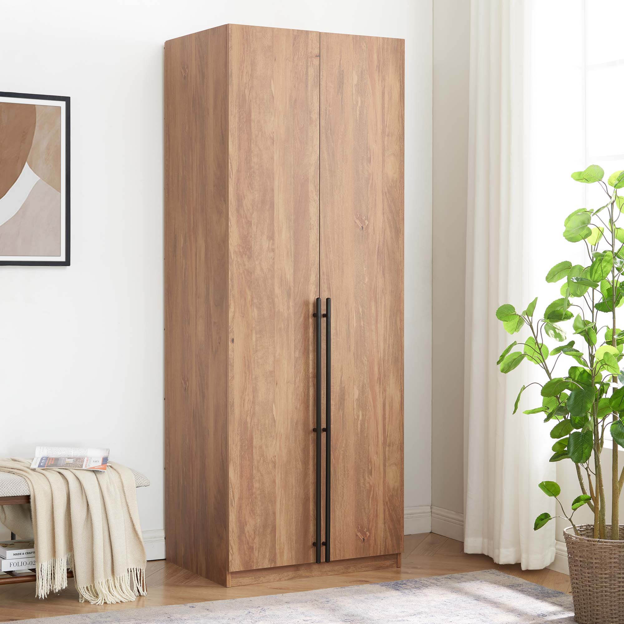 Lee Freestanding Wardrobe Closet 3.0 w/1 Hanging Rod, 3 Shoe Shelves & 1 Basic Shelf 