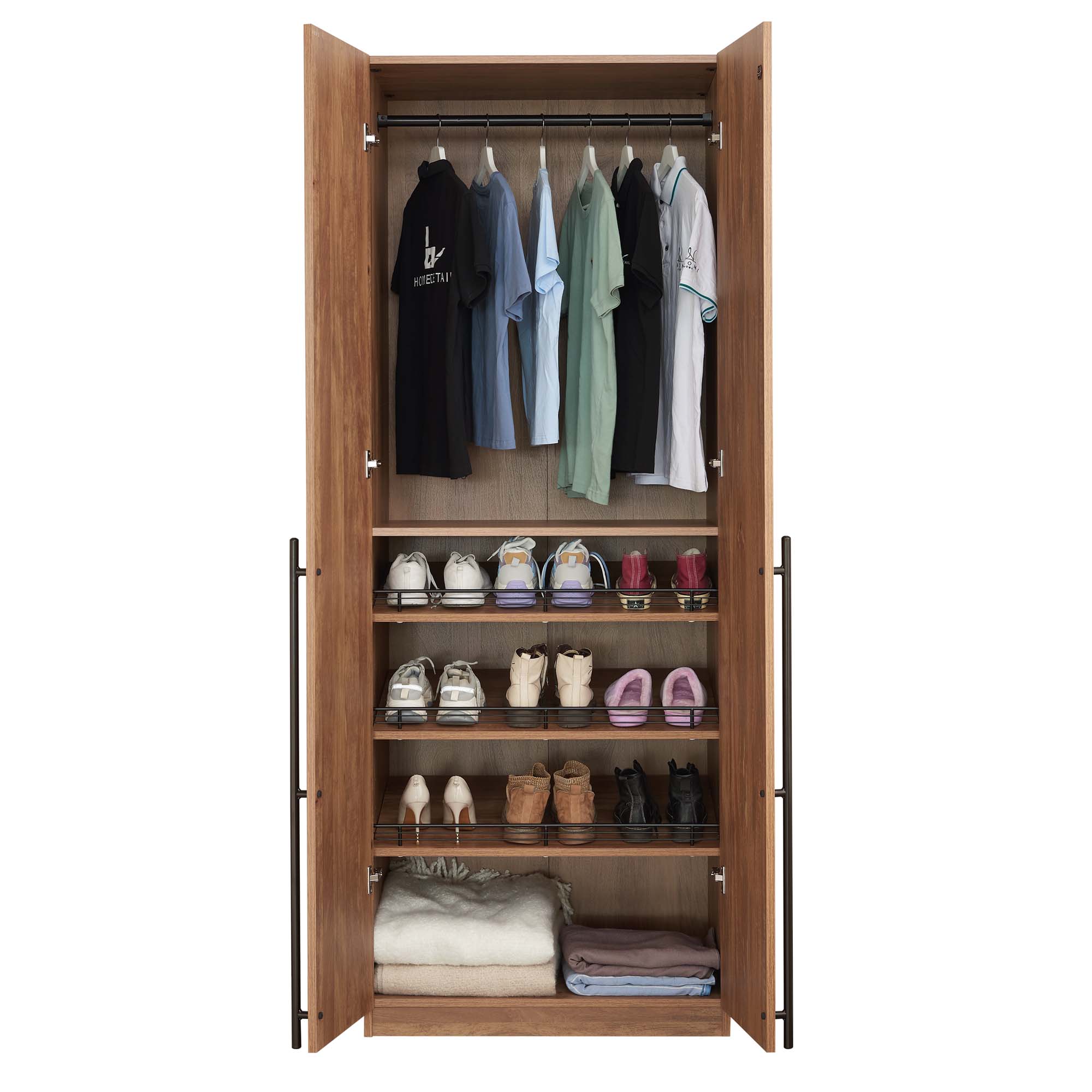 Lee Freestanding Wardrobe Closet 3.0 w/1 Hanging Rod, 3 Shoe Shelves & 1 Basic Shelf 