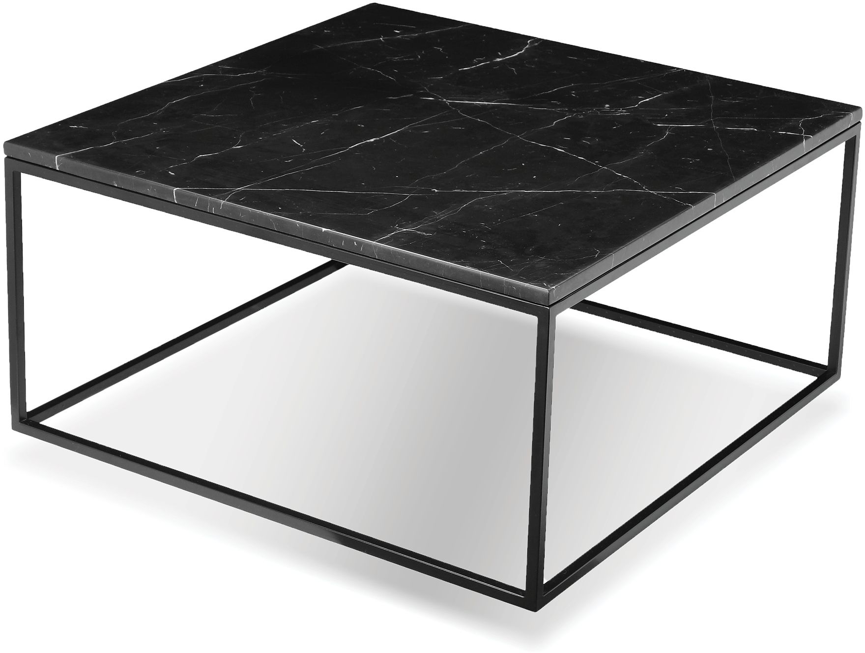 Onix Square Marble Coffee Table, Black by Mobital