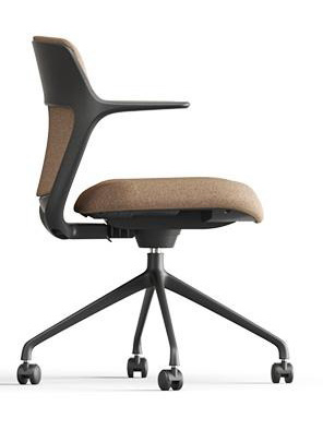 Ofy Office Visitor Swivel Chair w/Non-Adjustable Armrests, Black Frame, Castors