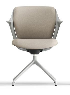 Ofy Office Visitor Swivel Chair w/Non-Adjustable Armrests, Grey Frame