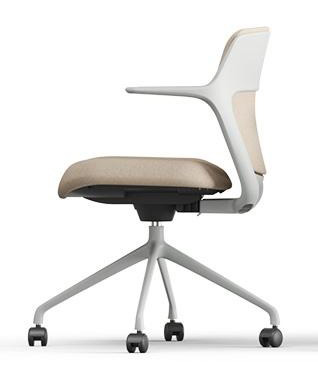 Ofy Office Visitor Swivel Chair w/Non-Adjustable Armrests, Grey Frame, Castors