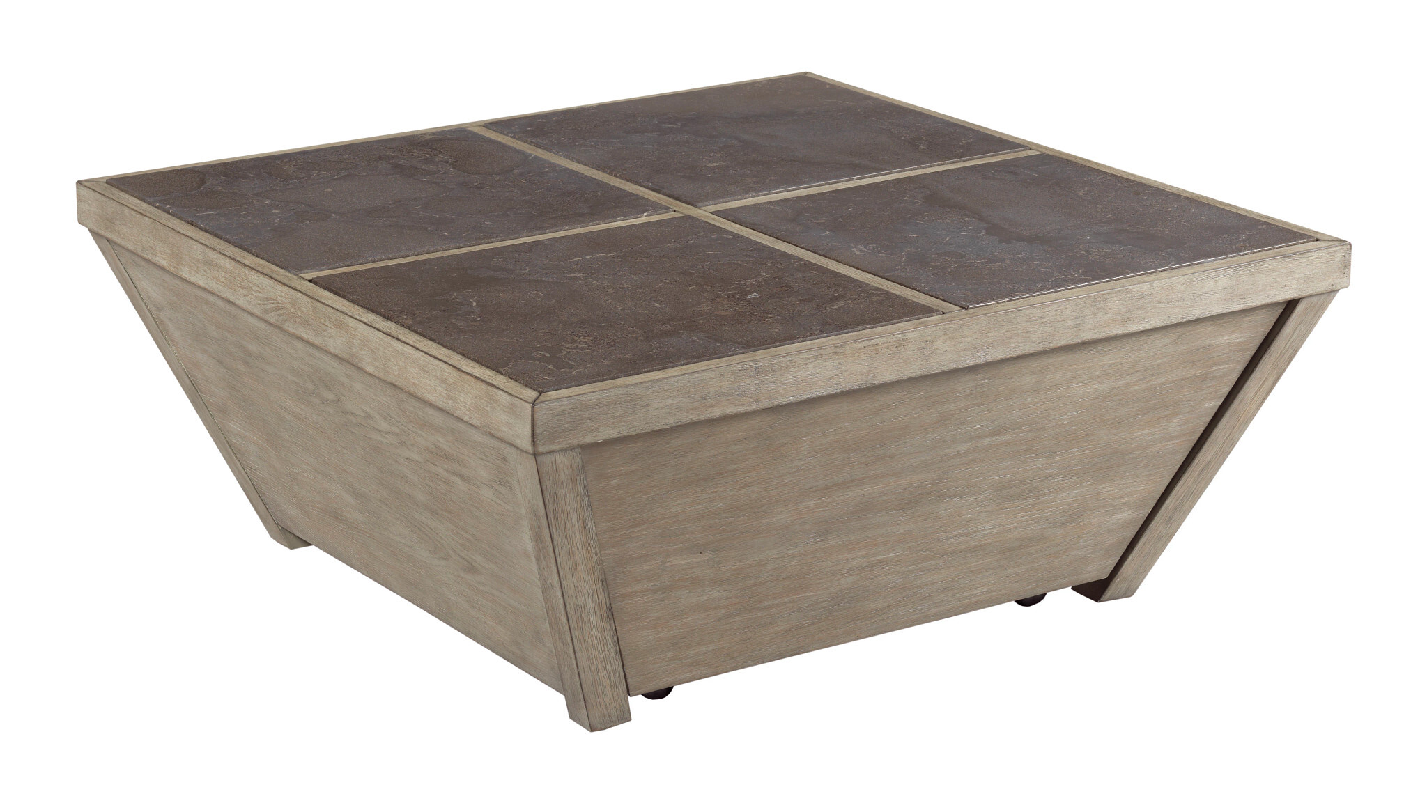 Dark brown marble top wooden square adjustable coffee table