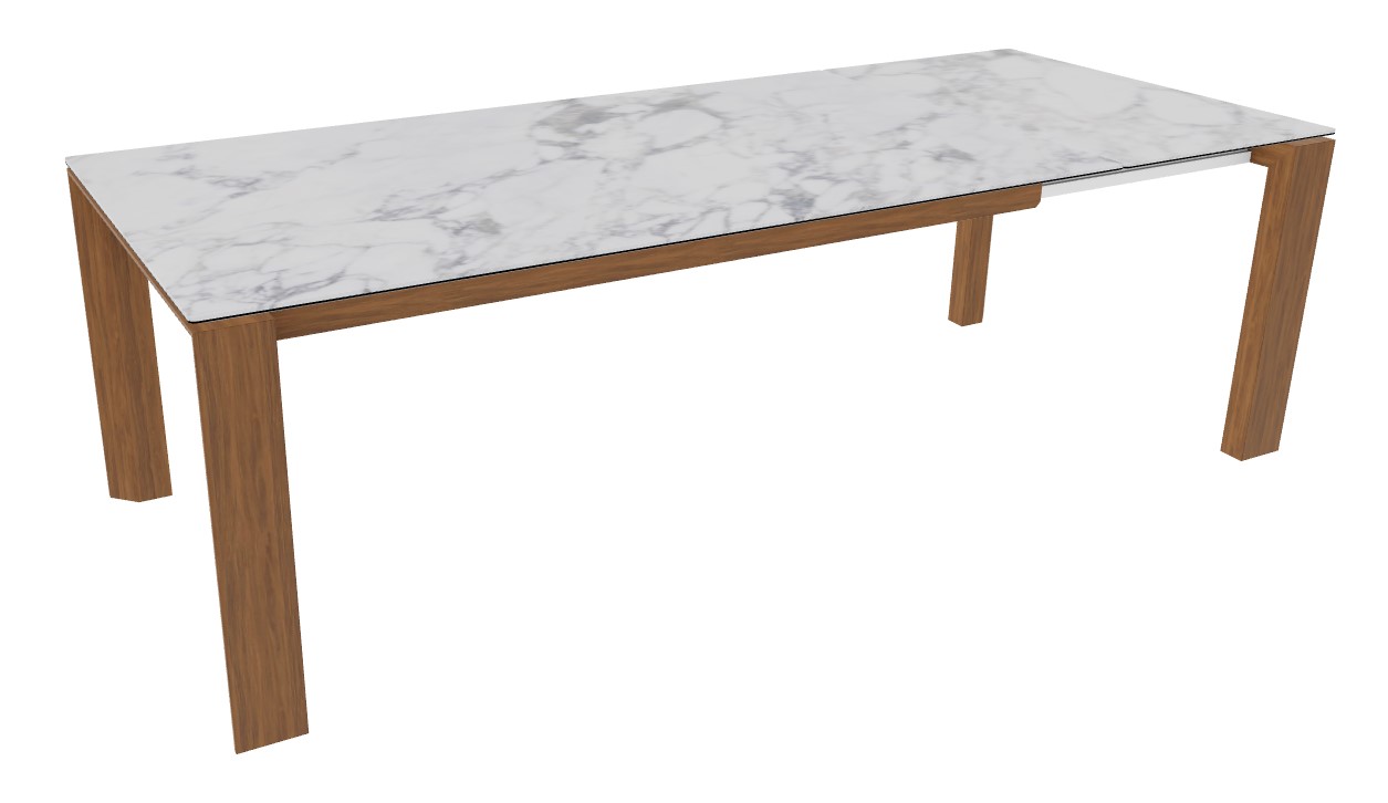 Omnia W70.9"-94.5" Rectangular Ceramic/Wood Veneer Extendable Dining Table