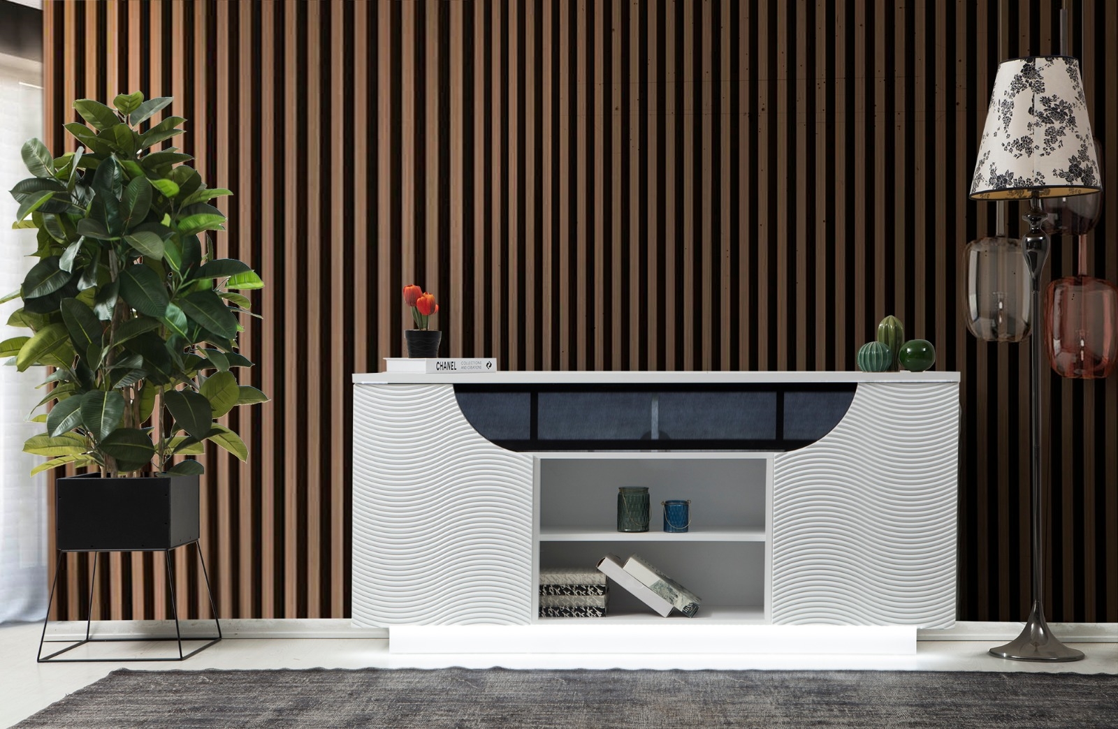 SM Ethan TV Stand w/2 Doors & Open Shelf