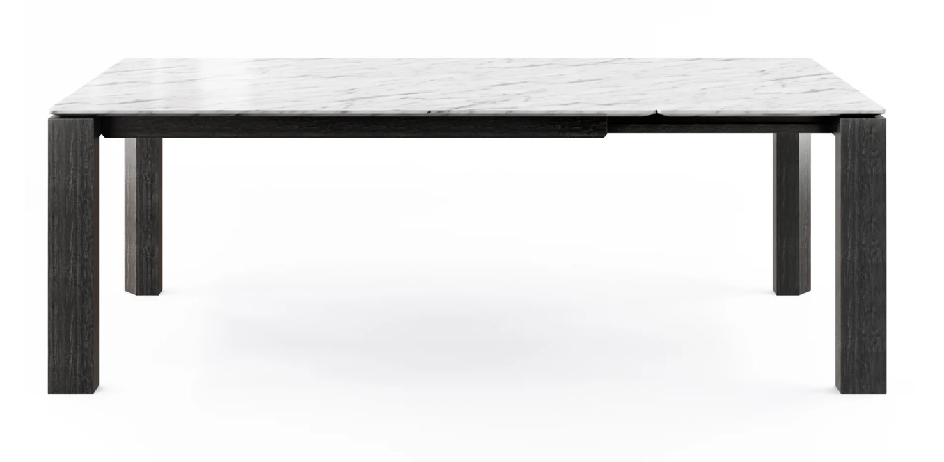 Omnia W70.9"-94.5" Rectangular Ceramic/Wood Veneer Extendable Dining Table