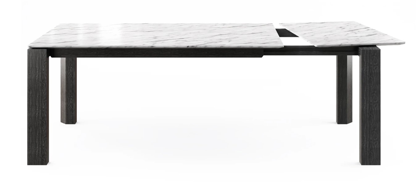 Omnia W70.9"-94.5" Rectangular Ceramic/Wood Veneer Extendable Dining Table