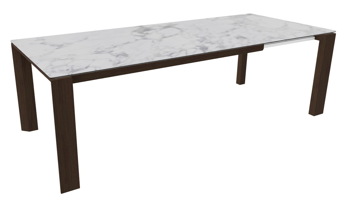 Omnia W70.9"-94.5" Rectangular Ceramic/Wood Veneer Extendable Dining Table