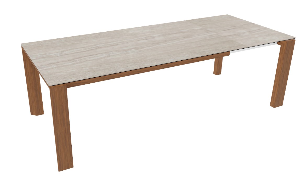 Omnia W70.9"-94.5" Rectangular Ceramic/Wood Veneer Extendable Dining Table