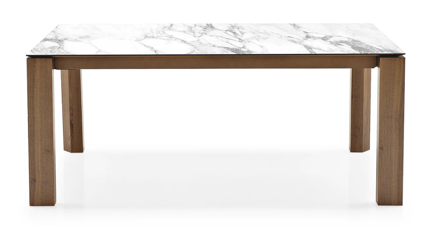 Omnia W70.9"-94.5" Rectangular Ceramic/Wood Veneer Extendable Dining Table
