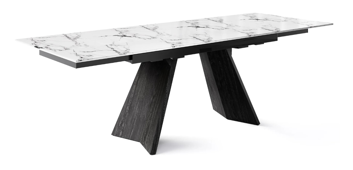 Icaro W63"-94.5" Rectangular Ceramic/Wood Veneer Extendable Dining Table
