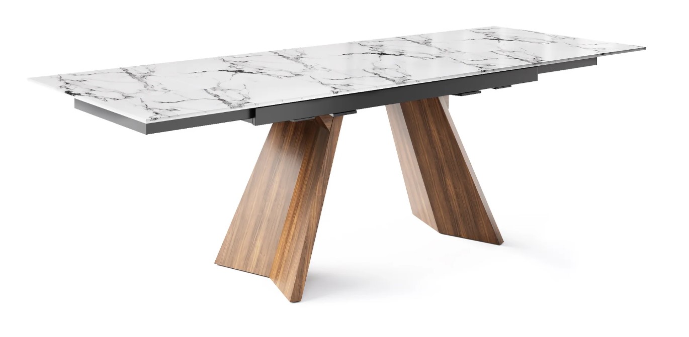 Icaro W63"-94.5" Rectangular Ceramic/Wood Veneer Extendable Dining Table