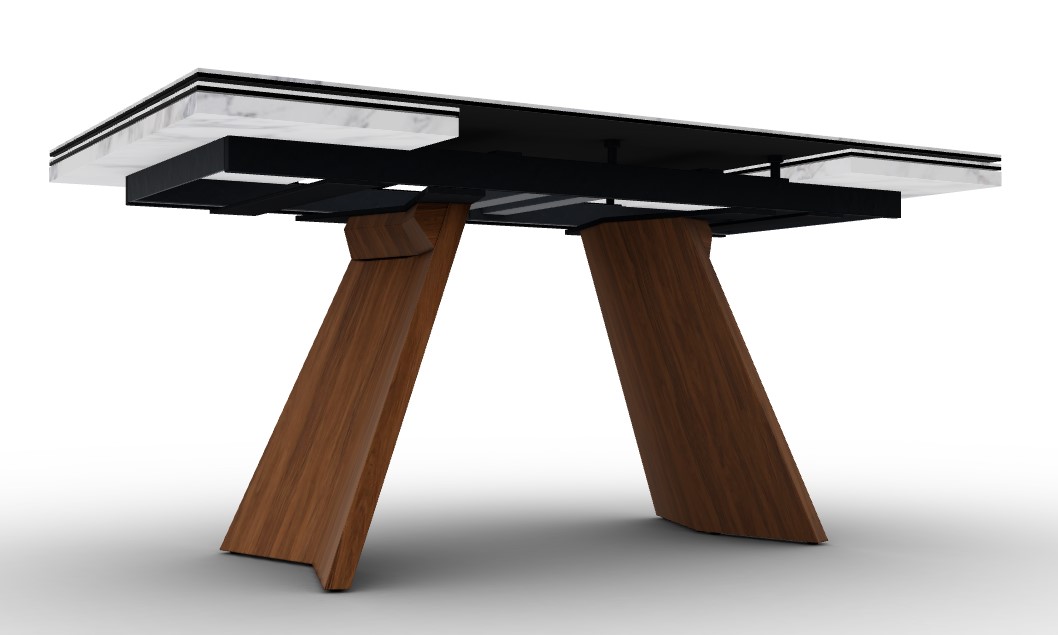 Icaro W63"-94.5" Rectangular Ceramic/Wood Veneer Extendable Dining Table