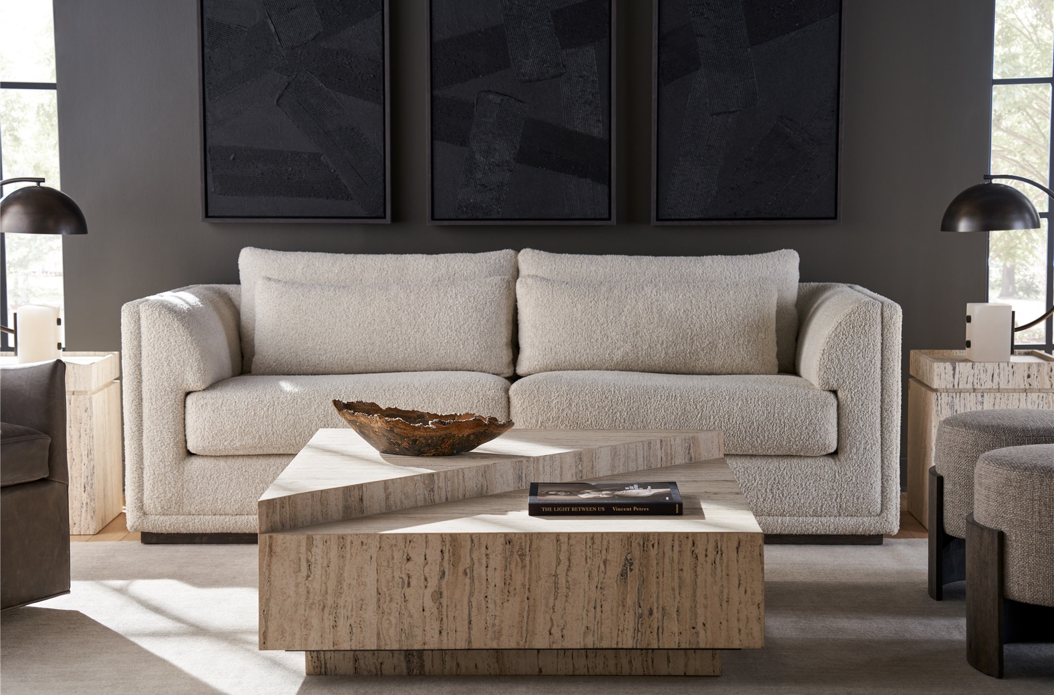 Daxton Stone Square Coffee Table w/Casters