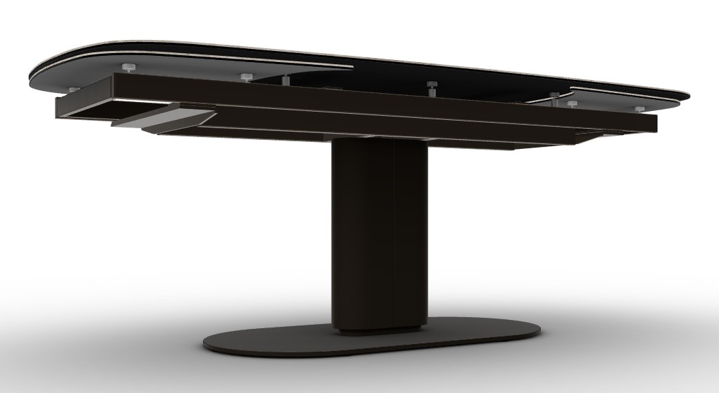 Cameo W78.8"-116.6" Rectangular Ceramic/Metal Pedestal Extendable Dining Table w/Rounded Corners