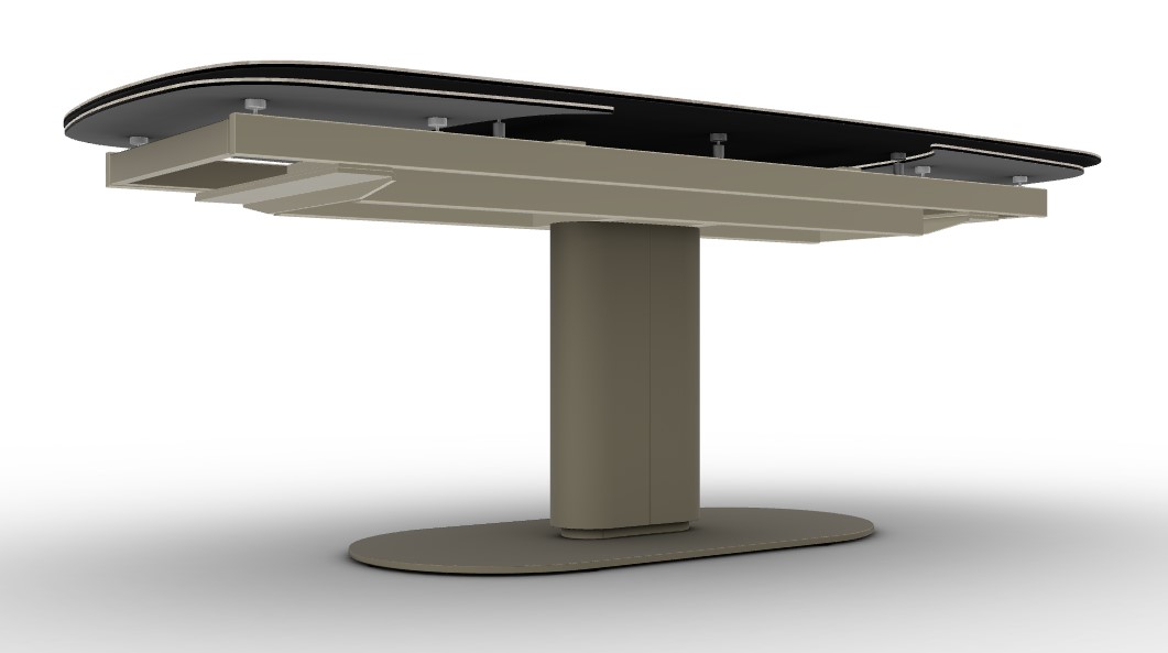 Cameo W78.8"-116.6" Rectangular Ceramic/Metal Pedestal Extendable Dining Table w/Rounded Corners