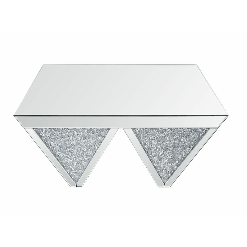Noralie Mirrored/Faux Diamonds Square Coffee Table