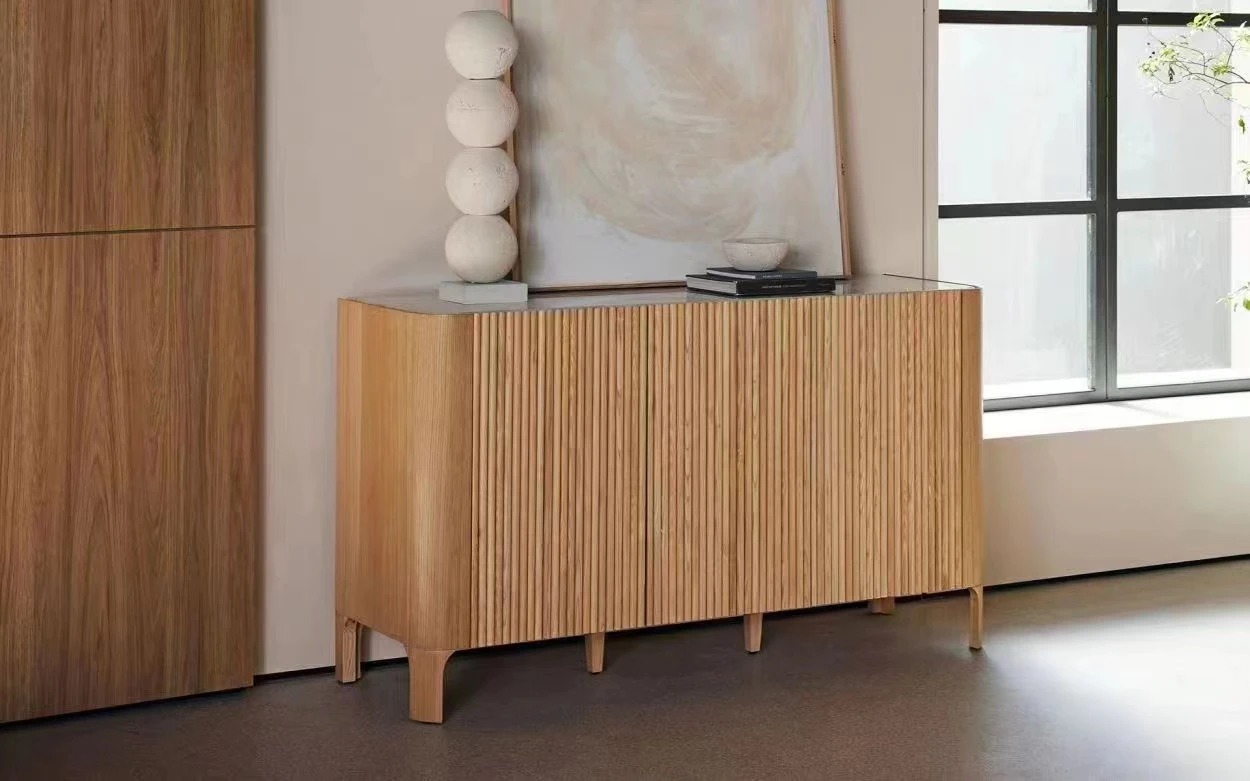Whitney Marble/Wood 3-Door Storage Buffet