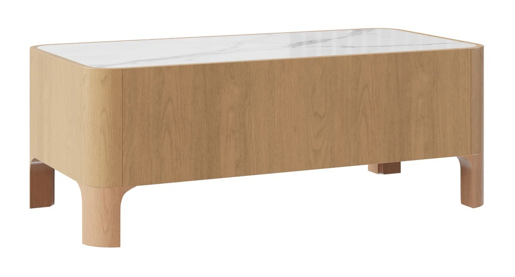 Whitney Rectangular Marble/Wood Coffee Table