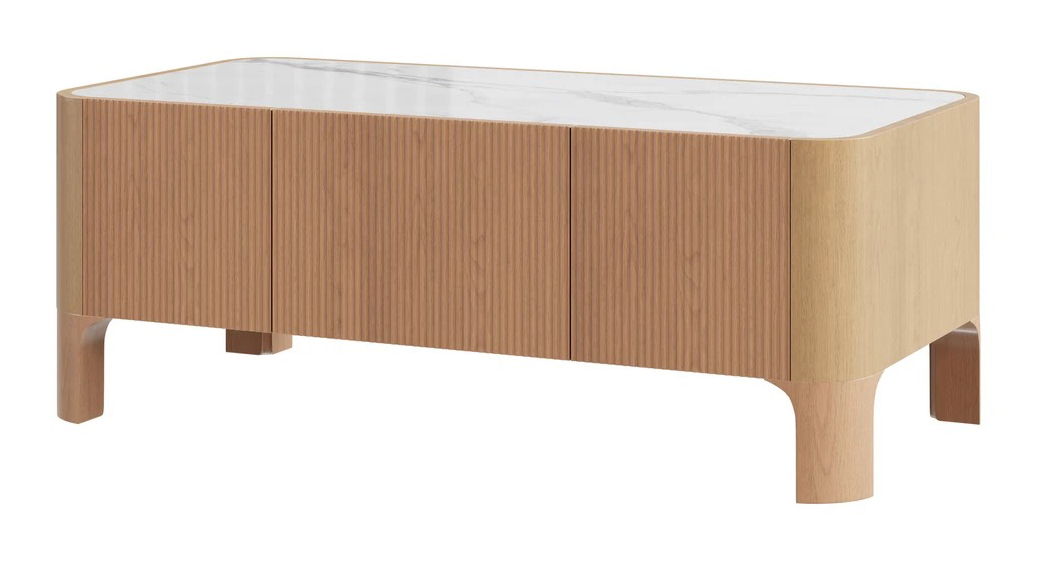Whitney Rectangular Marble/Wood Coffee Table