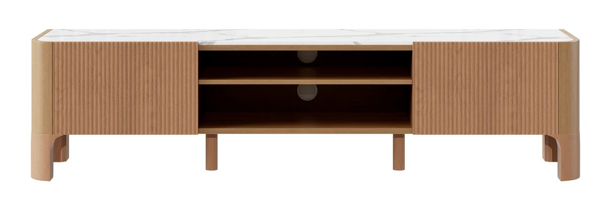 Whitney Marble/Wood 2-Door TV Stand