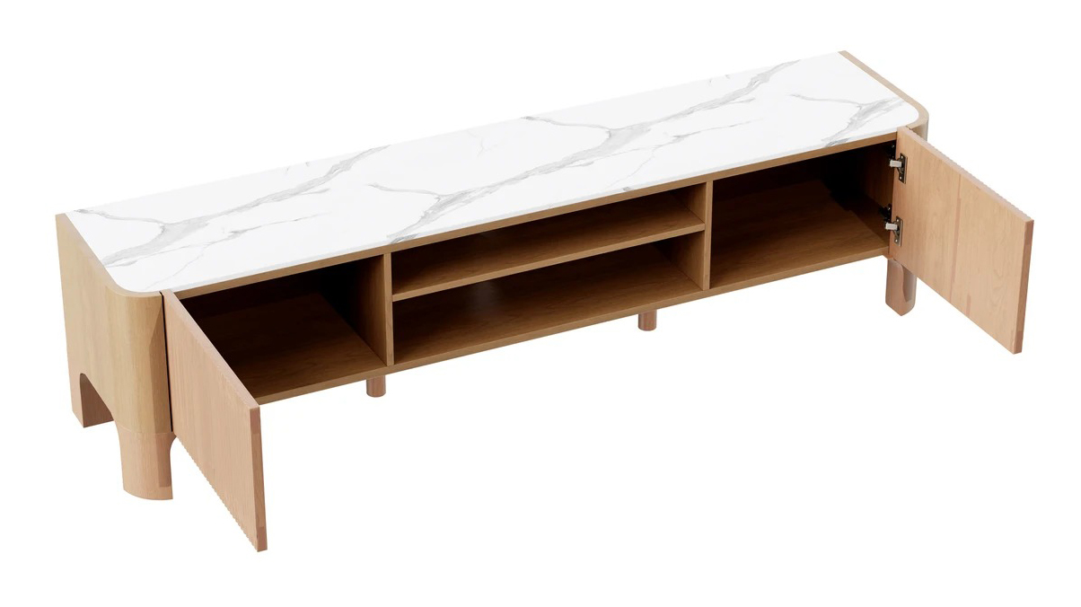 Whitney Marble/Wood 2-Door TV Stand