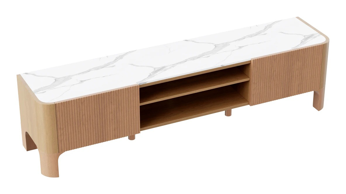 Whitney Marble/Wood 2-Door TV Stand