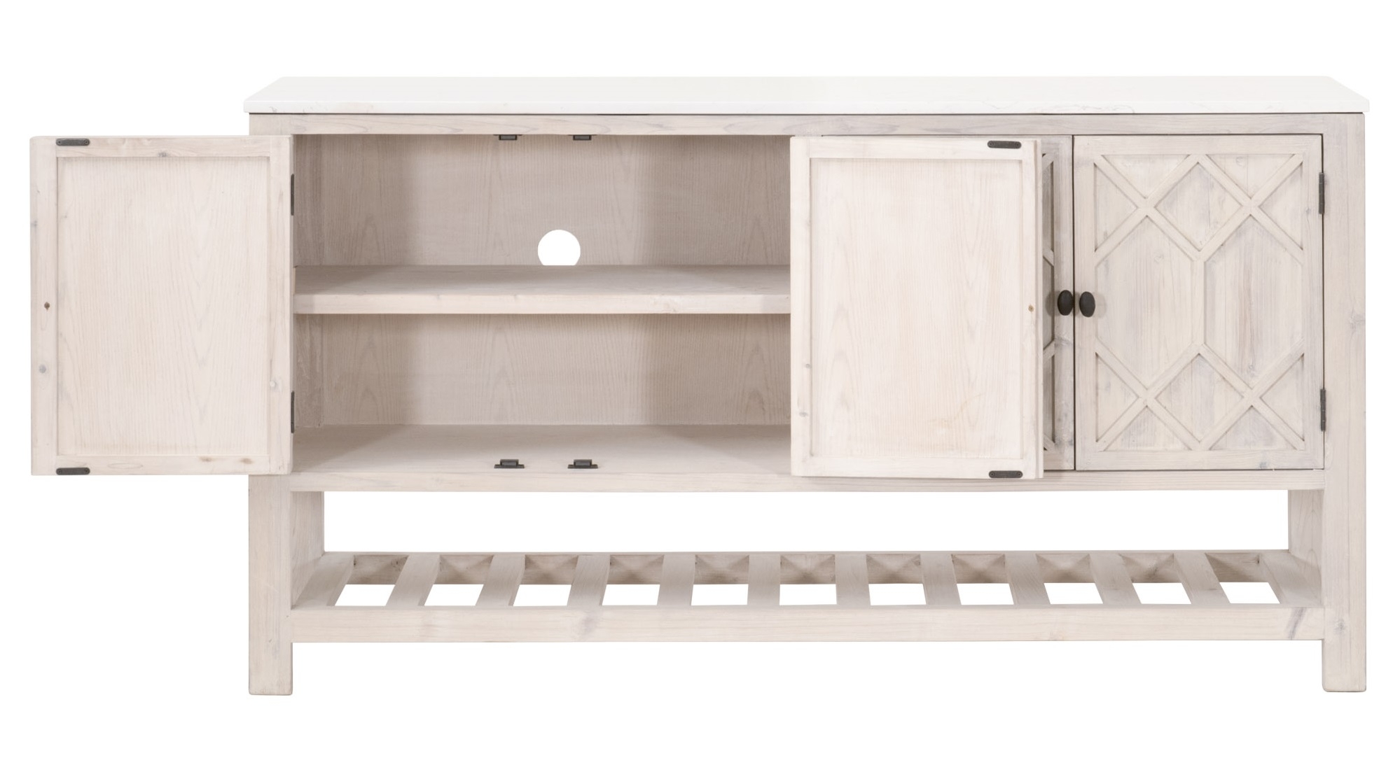 Willow Quartz/Wood Media Sideboard w/4 Doors