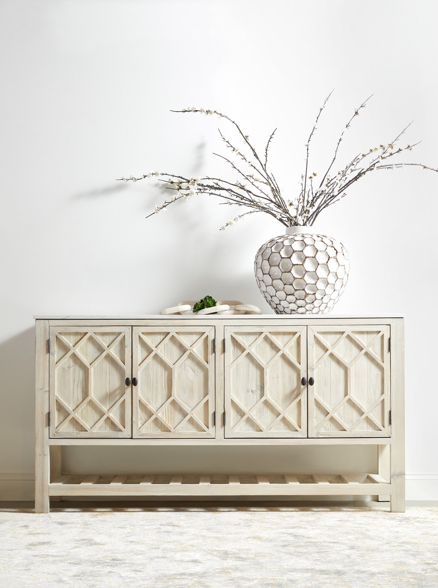 Willow Quartz/Wood Media Sideboard w/4 Doors