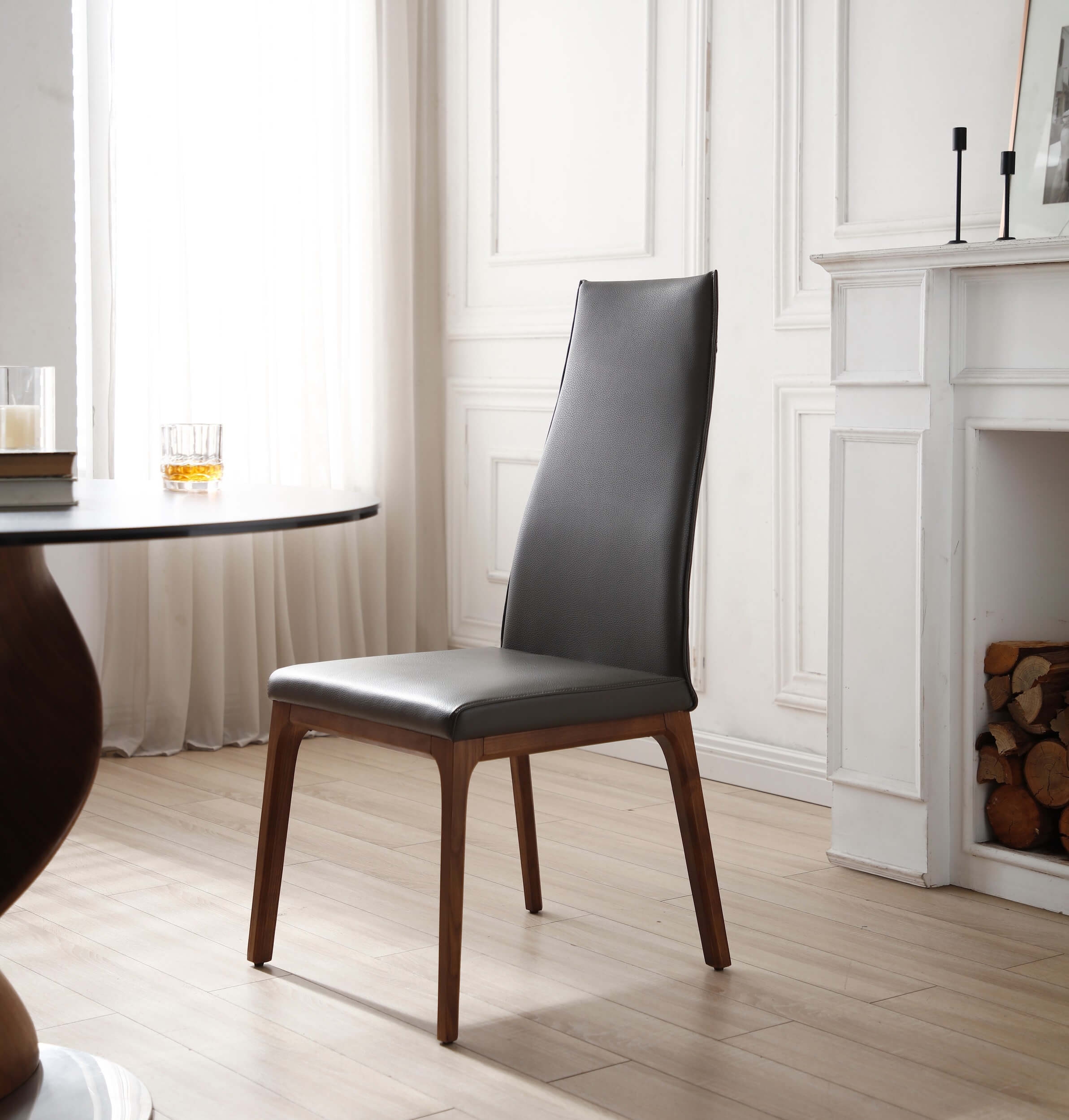 Windsor High Back Leatherette Side Chair