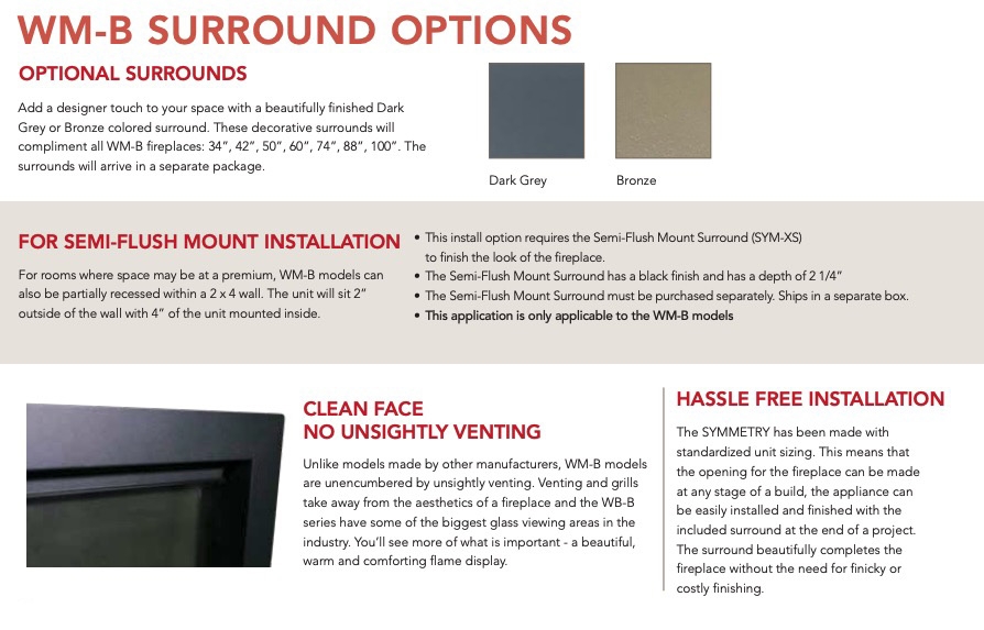 Wall mount B 42" Built-in Electric Fireplace with Glass & Black Steel Surround