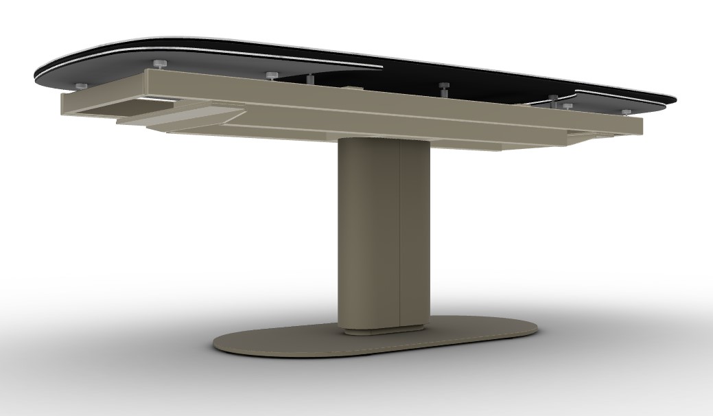 Cameo W78.8"-116.6" Rectangular Ceramic/Metal/Cannulated Wood Veneer Pedestal Extendable Dining Table w/Rounded Corners