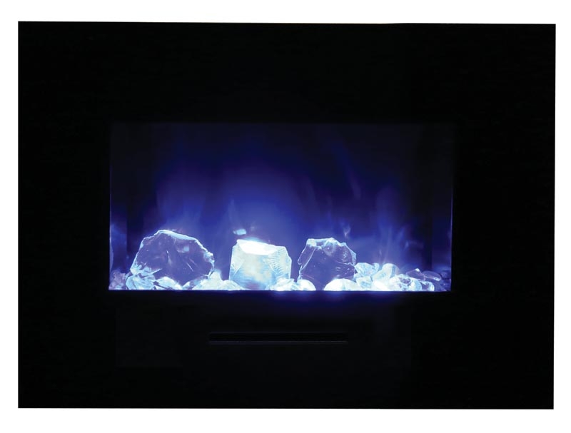 WM-FM 26" Flush Mount Electric Fireplace w/Black Glass Surround & Log Set