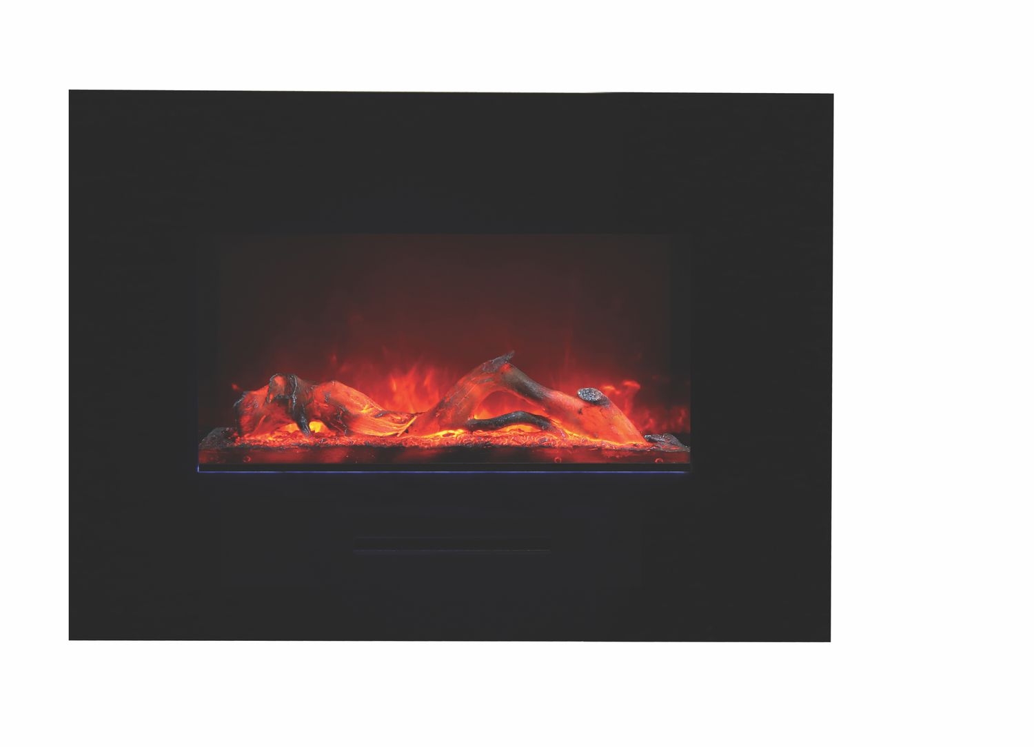 WM-FM Flush Mount Electric Fireplace w/Black Glass Surround