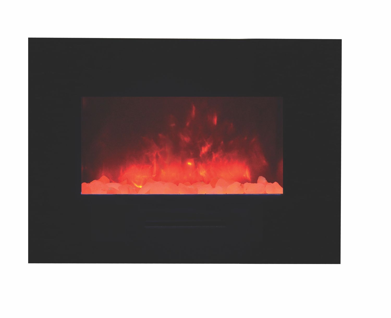 WM-FM Flush Mount Electric Fireplace w/Black Glass Surround