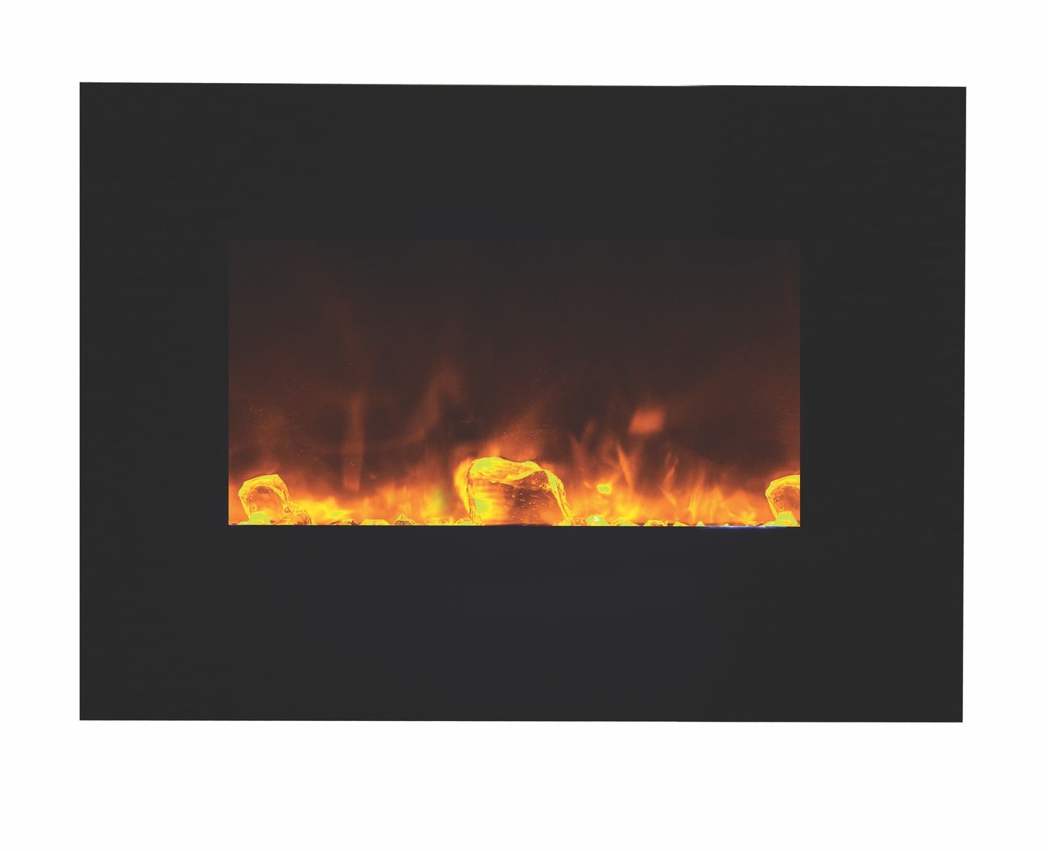 WM-FM Flush Mount Electric Fireplace w/Black Glass Surround