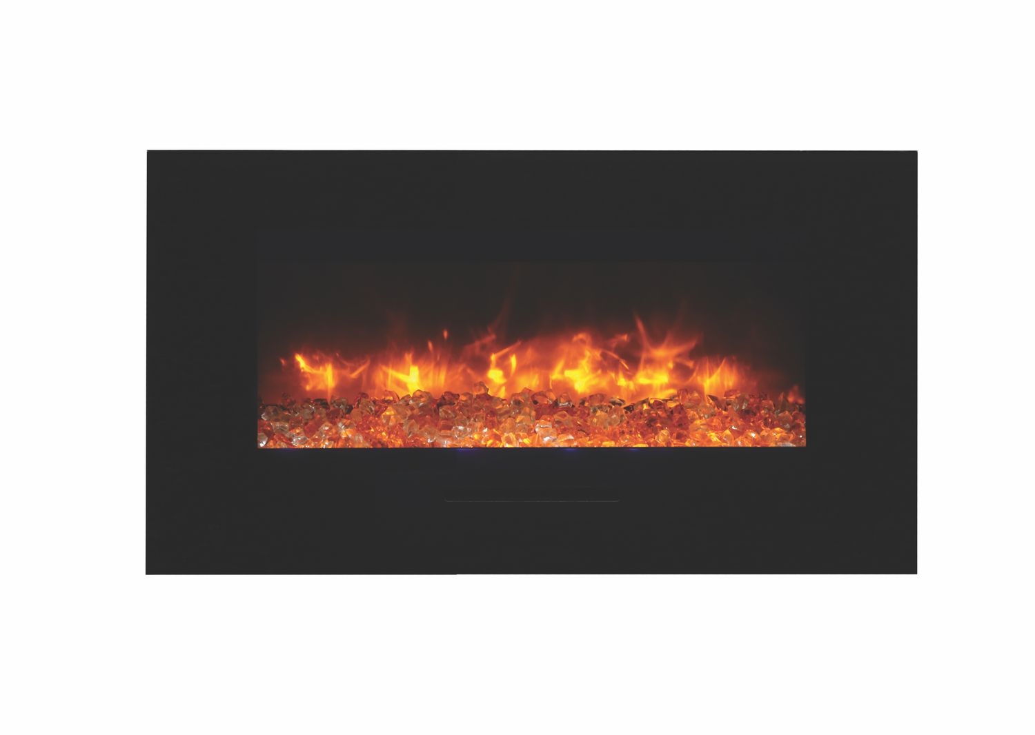 WM-FM Flush Mount Electric Fireplace w/Black Glass Surround