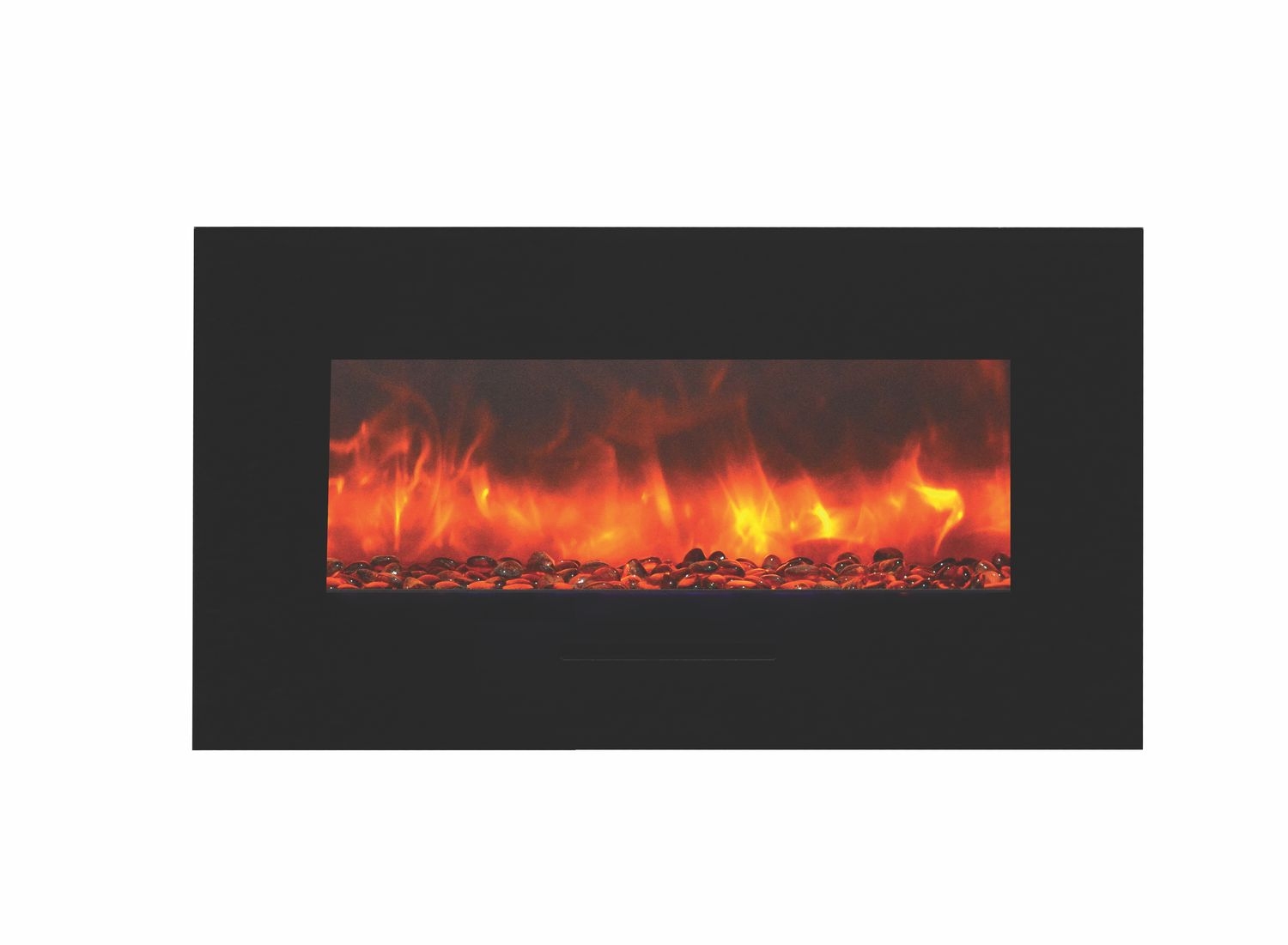 WM-FM Flush Mount Electric Fireplace w/Black Glass Surround