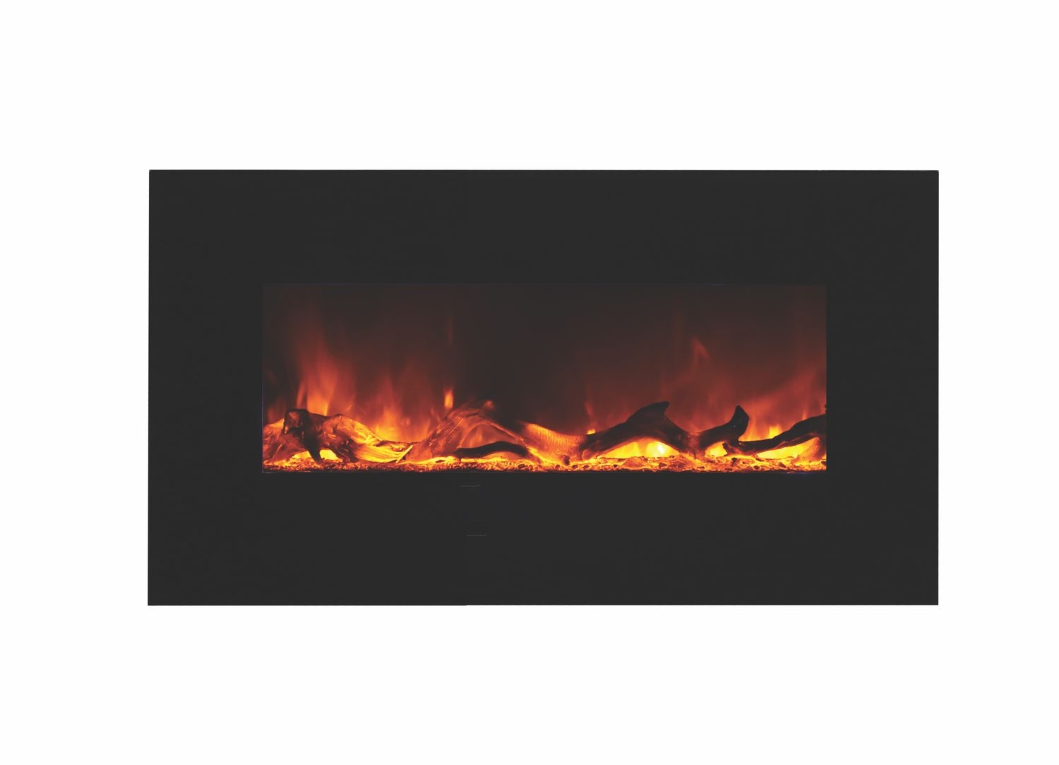 WM-FM Flush Mount Electric Fireplace w/Black Glass Surround