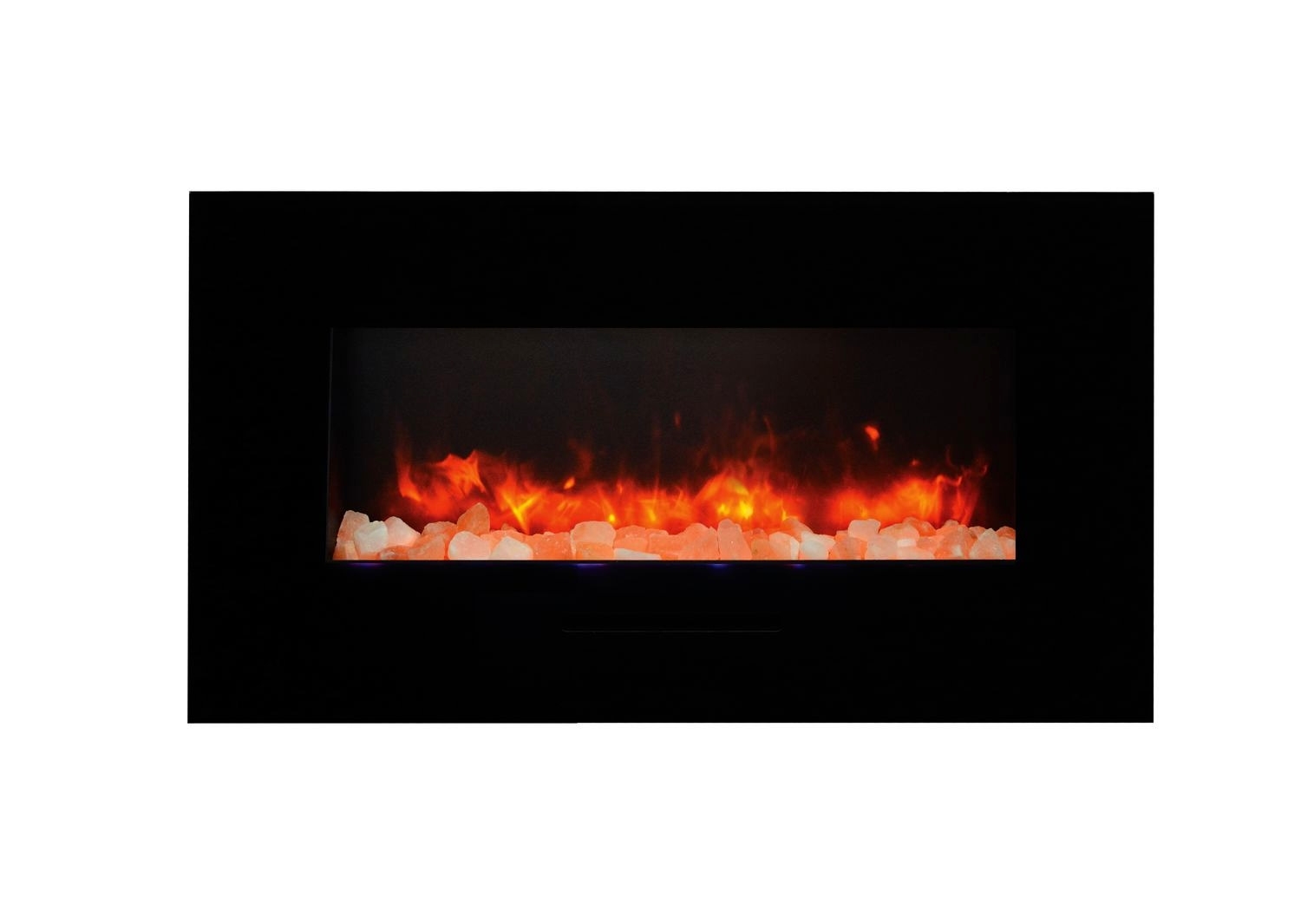 WM-FM 34" Flush Mount Electric Fireplace w/Black Glass Surround & Log Set