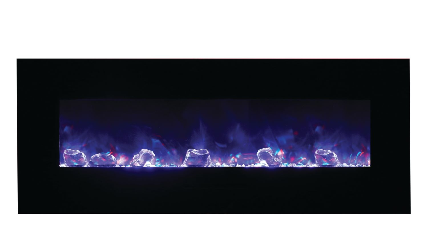 WM-FM 48" Flush Mount Electric Fireplace w/Black Glass Surround & Log Set